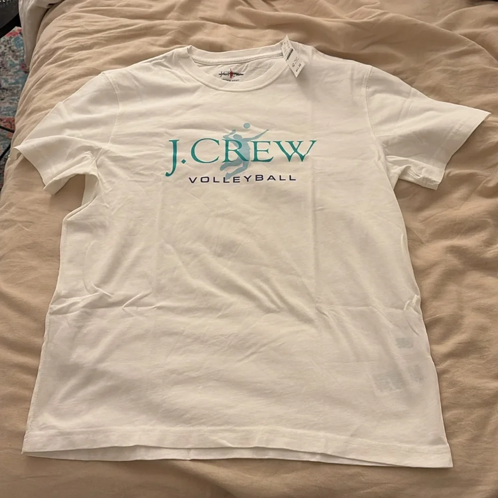 J.Crew Volleyball vintage-wash cotton graphic T-shirt Medium White - Picture 2 of 6